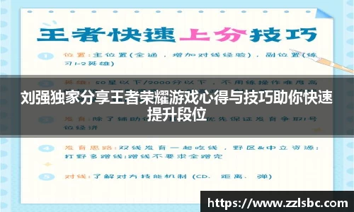 刘强独家分享王者荣耀游戏心得与技巧助你快速提升段位